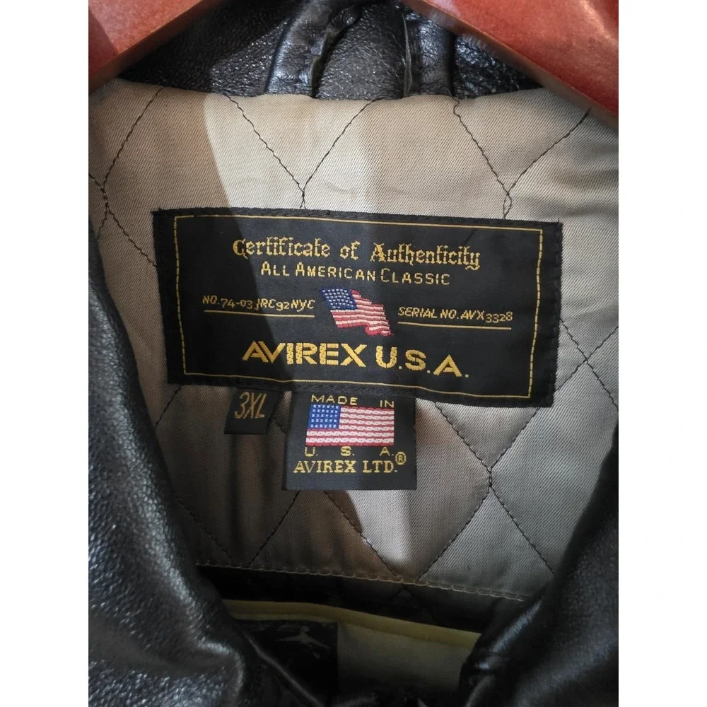 Vintage Rare Avirex Tuskegee Airmen  Black Leather Bomber Jacket‎ 3XL